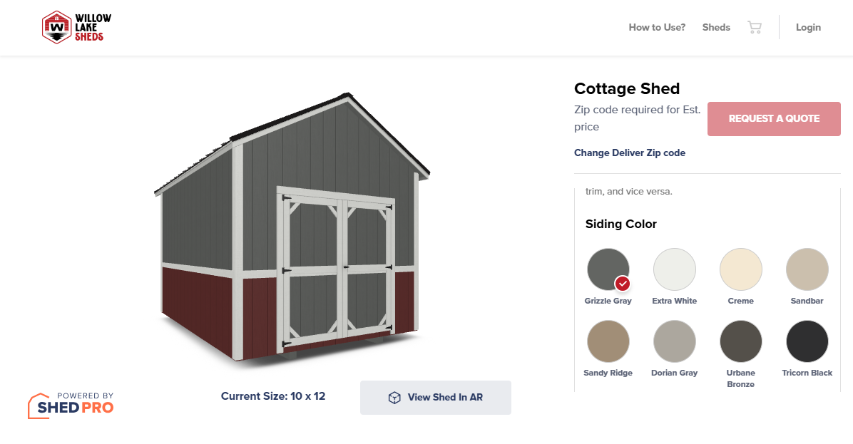 3D Shed Builder - Willow Lake Sheds